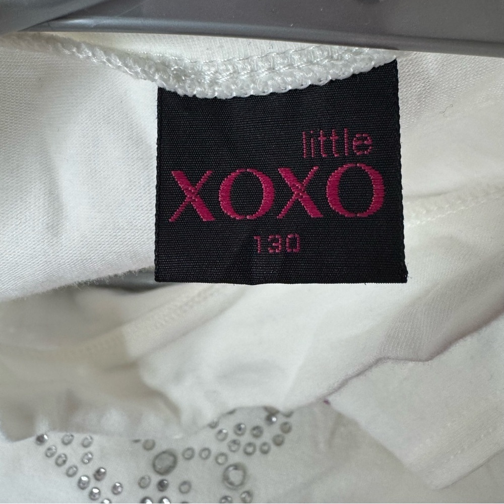 Xoxo hugs & kisses tank top bling holographic silver purple white mock neck y2k - Picture 3 of 6